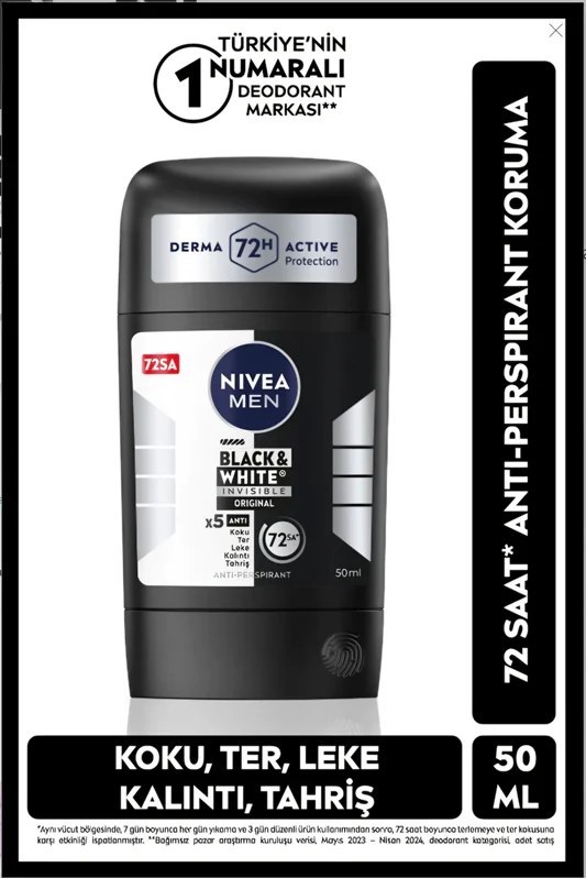 استیک ضد تعریق 72 ساعته مردانه نیوآ مدل Black & White Invisible Orginal حجم 50 میلی لیتر